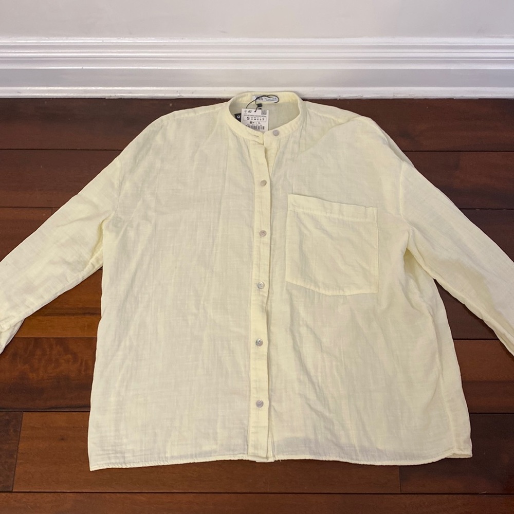 Yellow Zara linen button down